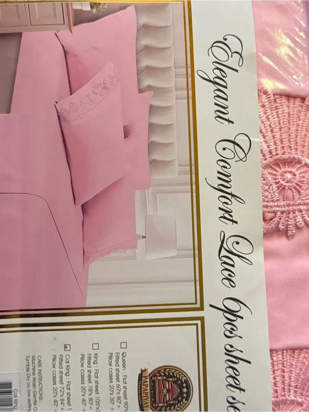 Lace 6-Piece Sheet Set - Pink